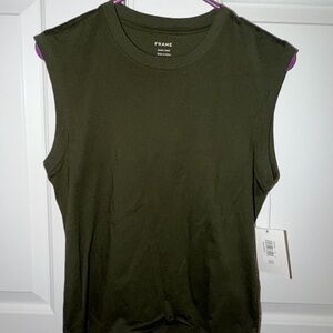 NWT Frame Deep Olive Green Muscle Crew Tank Sz S